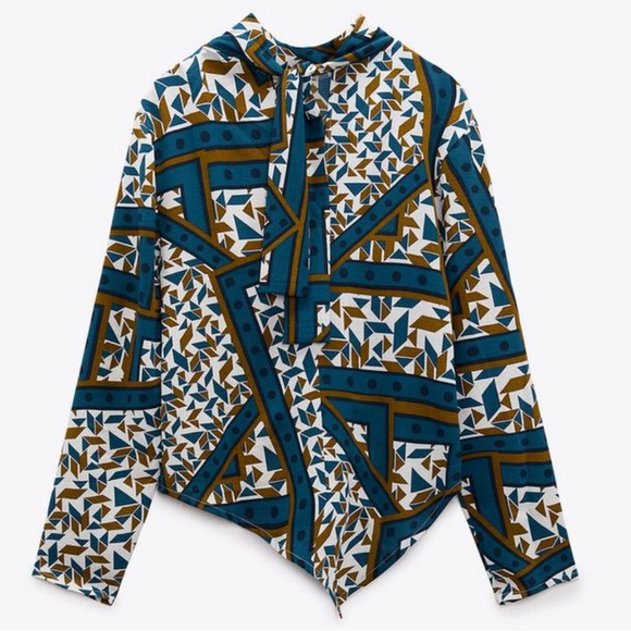 ZARA SCARF PRINT FLUID TOP - Picture 5 of 8